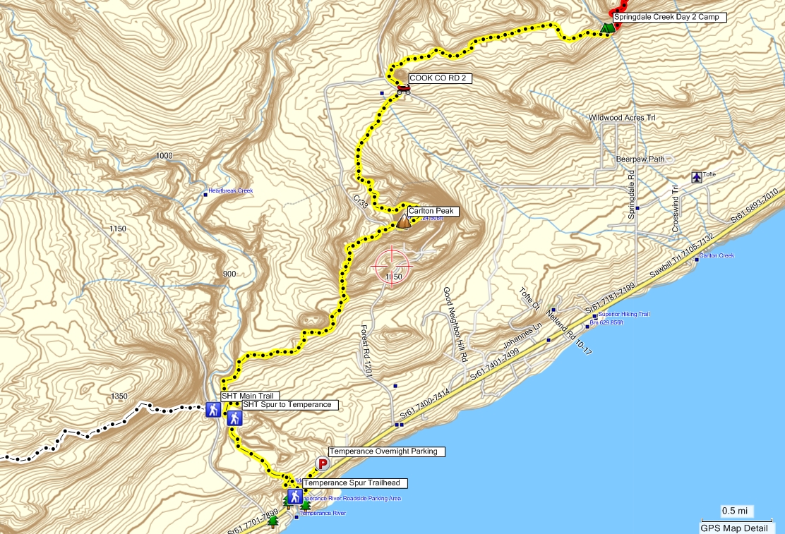 Superior hiking trail outlet map